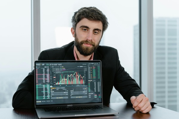 NEAR Protocol blockchain trading interface on a laptop screen